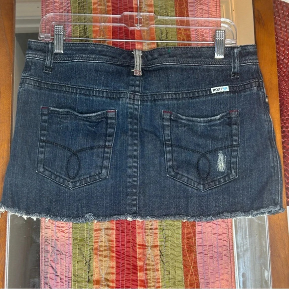 Roxy 3 Button Fly  Denim Micro Mini Skirt Size 7 - Picture 6 of 6